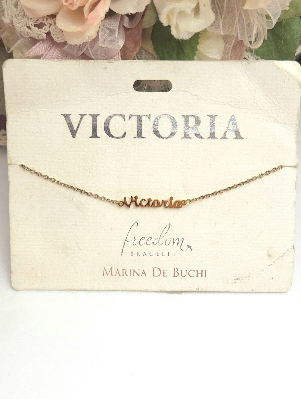 Gold Plated VICTORIA Name Bracelet Freedom Bracelet Marina De Buchi